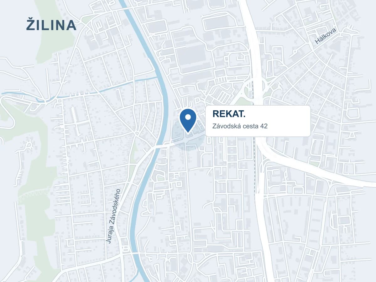 Mapa okolia prevádzky REKAT na Závodskej ceste v Žiline