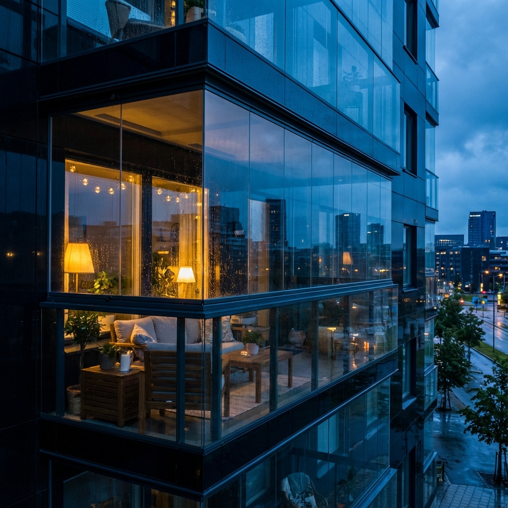 Bezrámový otočný systém zasklenia